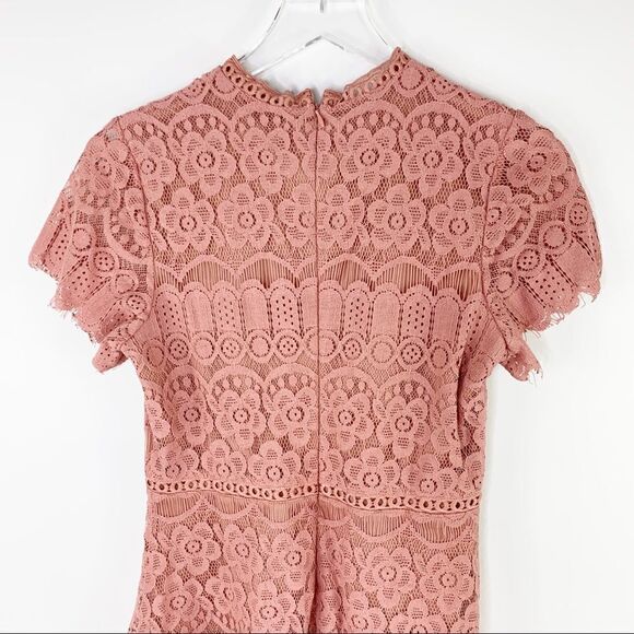 Blu Pepper Lace Mock Neck Mini Dress Pink Blush - Picture 9 of 15